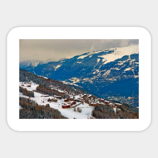 Montchavin Les Coches French Alps France Sticker by AndyEvansPhotos